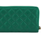 Versace Green Leather Long Zip Around Wallet