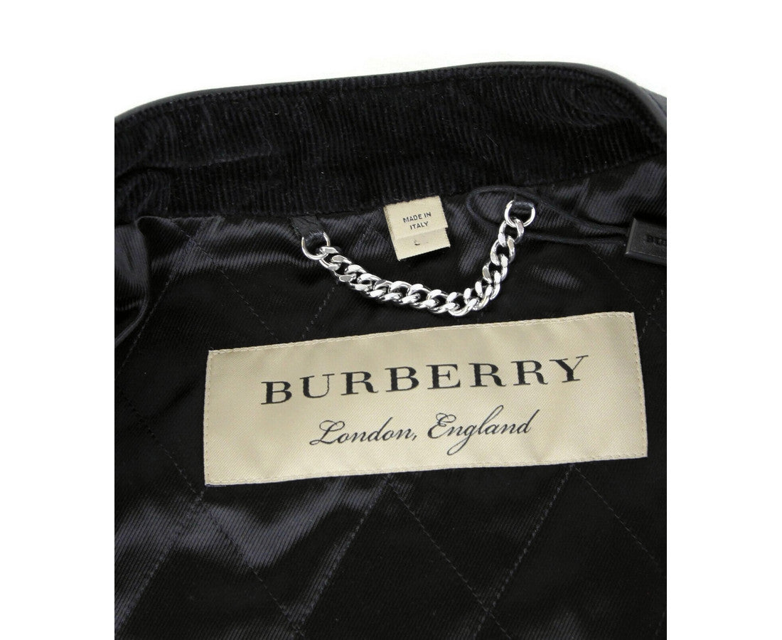 Burberry Black Leather Diamond Quilted Biker Jacket