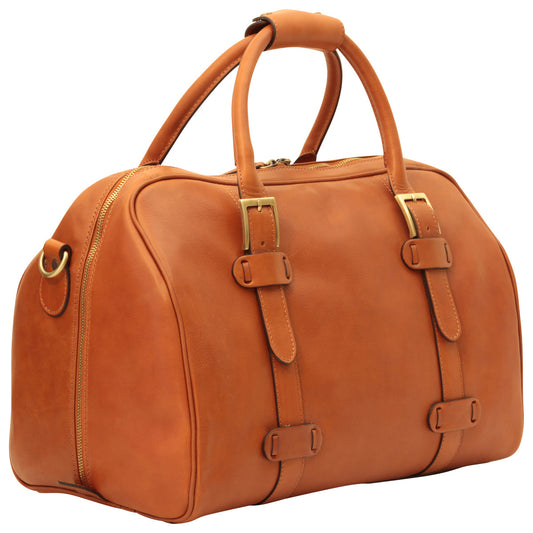 Old Angler Colonial Brown Cowhide Leather Duffel Bag