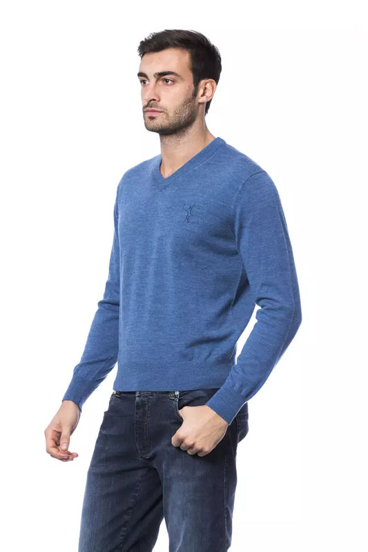 Billionaire Italian Couture Blue Merino Wool Sweater