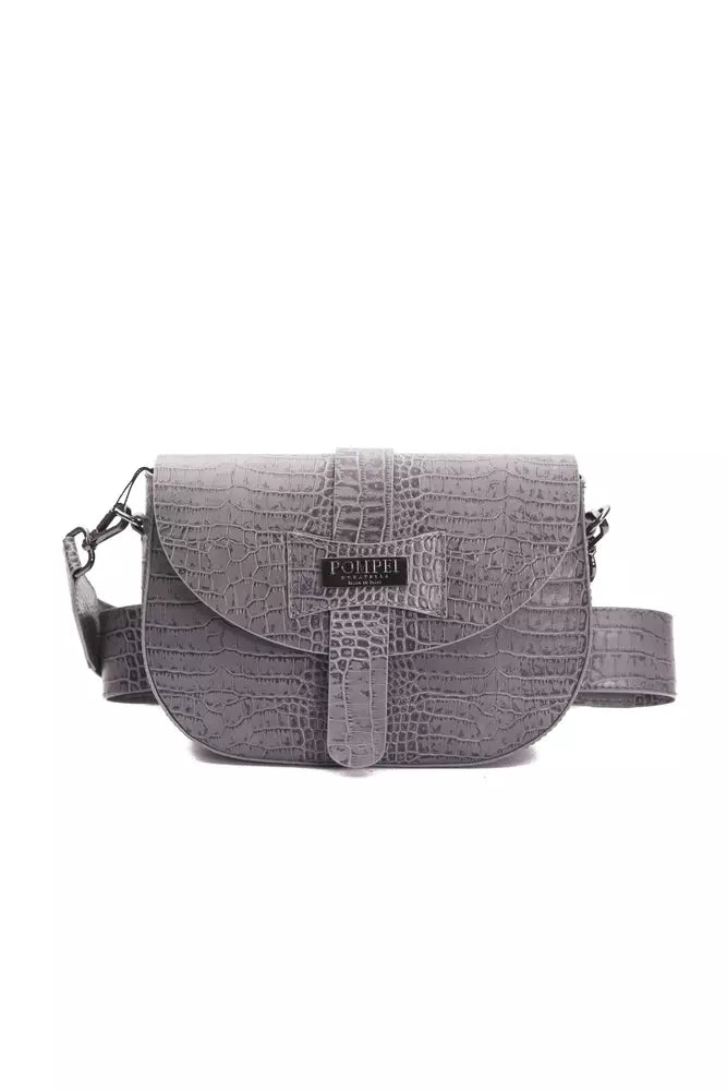 Pompei Donatella Gray Leather Crossbody Bag