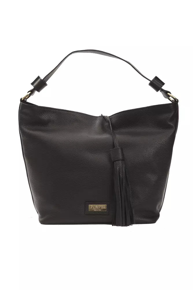 Pompei Donatella Black Leather Shoulder Bag