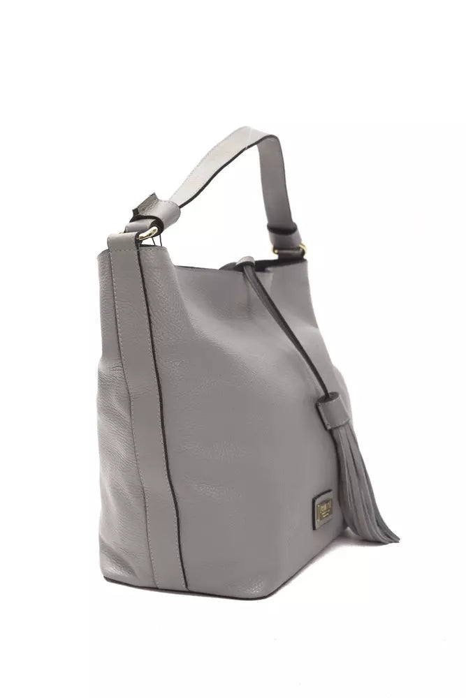 Pompei Donatella Gray Leather Shoulder Bag