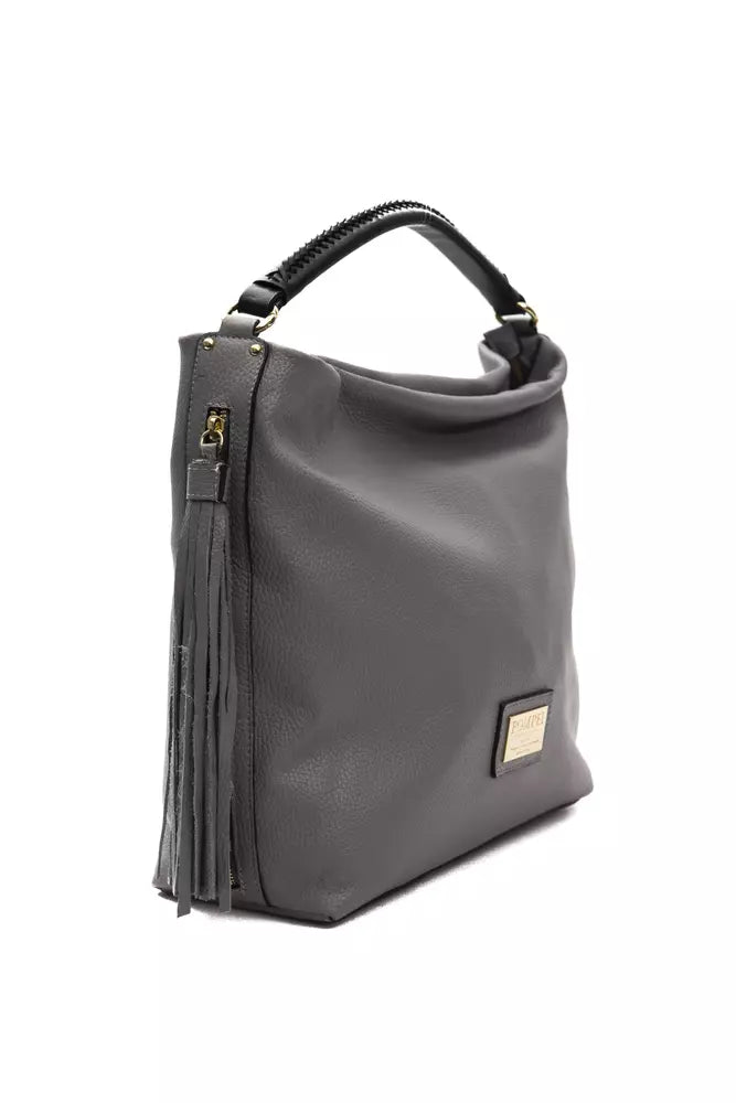 Pompei Donatella Gray Leather Shoulder Bag