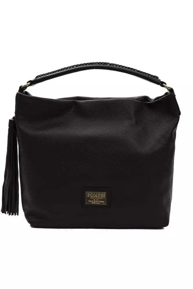 Pompei Donatella Black Leather Shoulder Bag