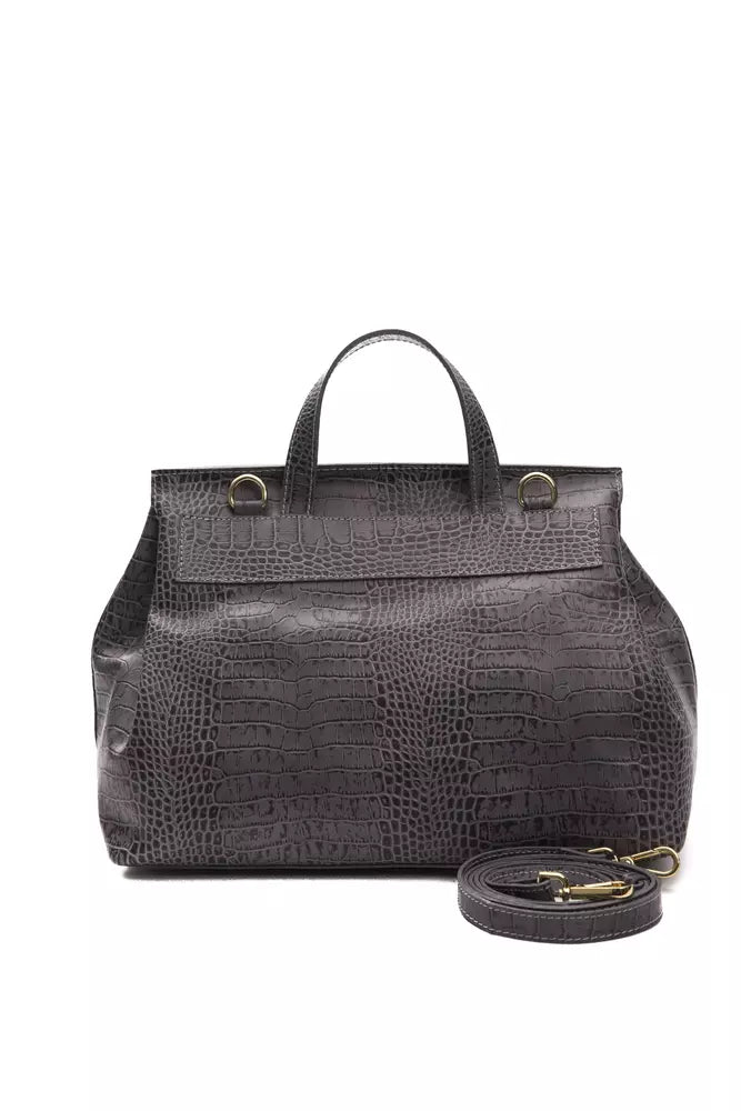 Pompei Donatella Gray Leather Handbag