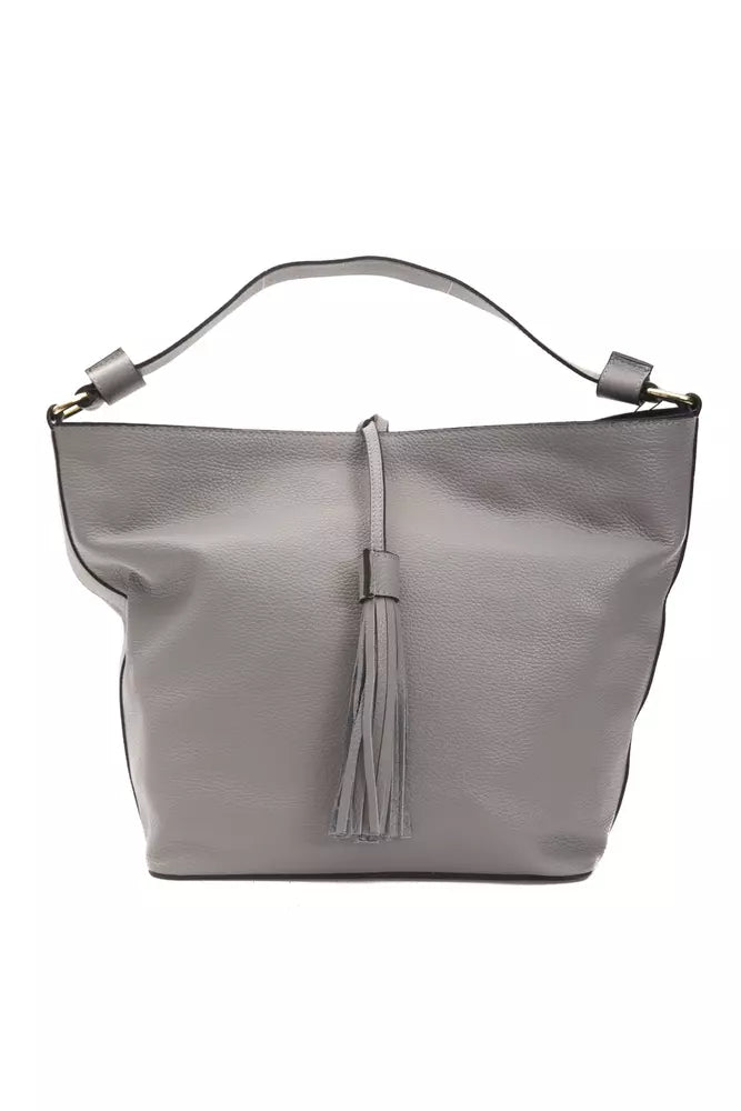 Pompei Donatella Gray Leather Shoulder Bag