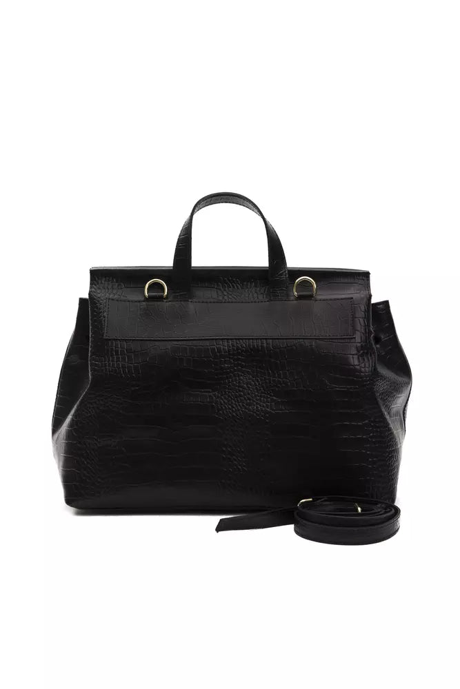 Pompei Donatella Black Leather Handbag