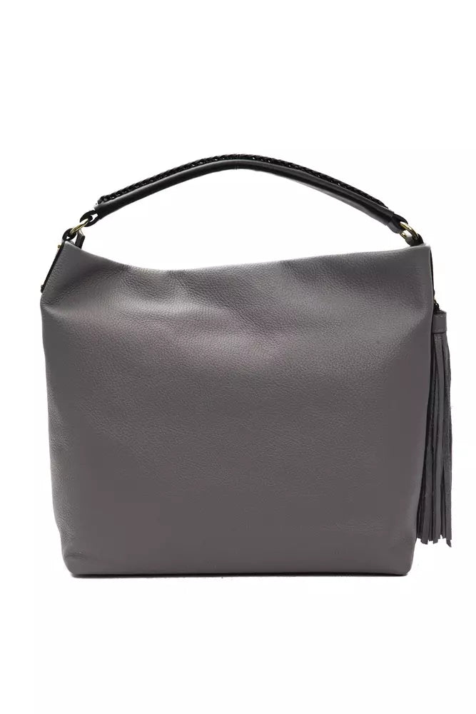 Pompei Donatella Gray Leather Shoulder Bag