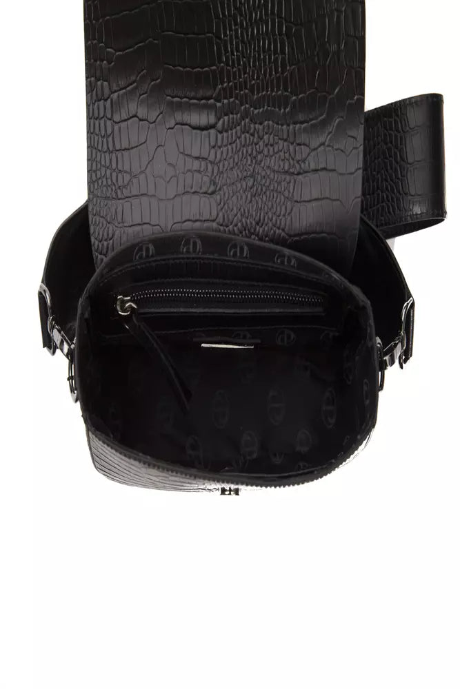 Pompei Donatella Black Leather Crossbody Bag