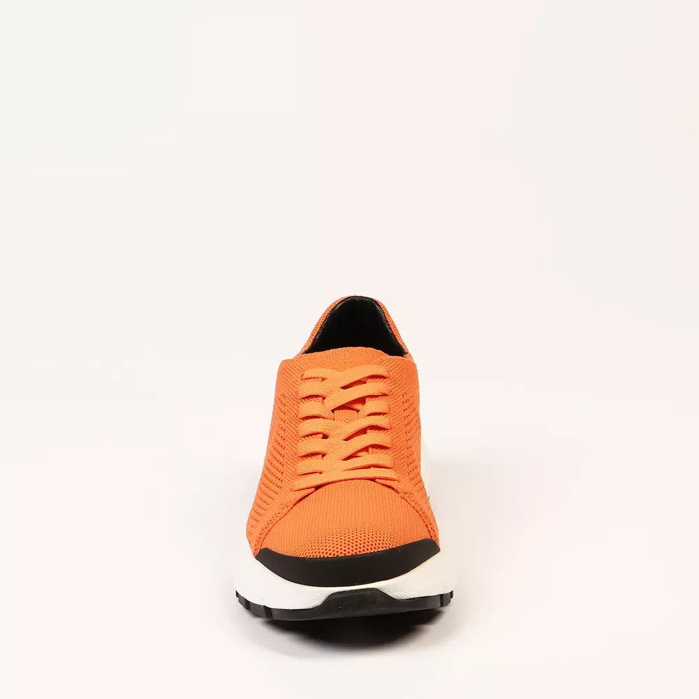 Neil Barrett Vivid Orange Bolt Sneakers with Textile Fabric