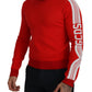 GCDS Red Wool Logo Printed Crew Neck Men Pullover Sweater