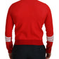 GCDS Red Wool Logo Printed Crew Neck Men Pullover Sweater