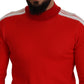 GCDS Red Wool Logo Printed Crew Neck Men Pullover Sweater