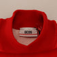 GCDS Red Wool Logo Printed Crew Neck Men Pullover Sweater