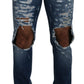 Dolce & Gabbana Blue Cotton Tattered Men Denim Jeans