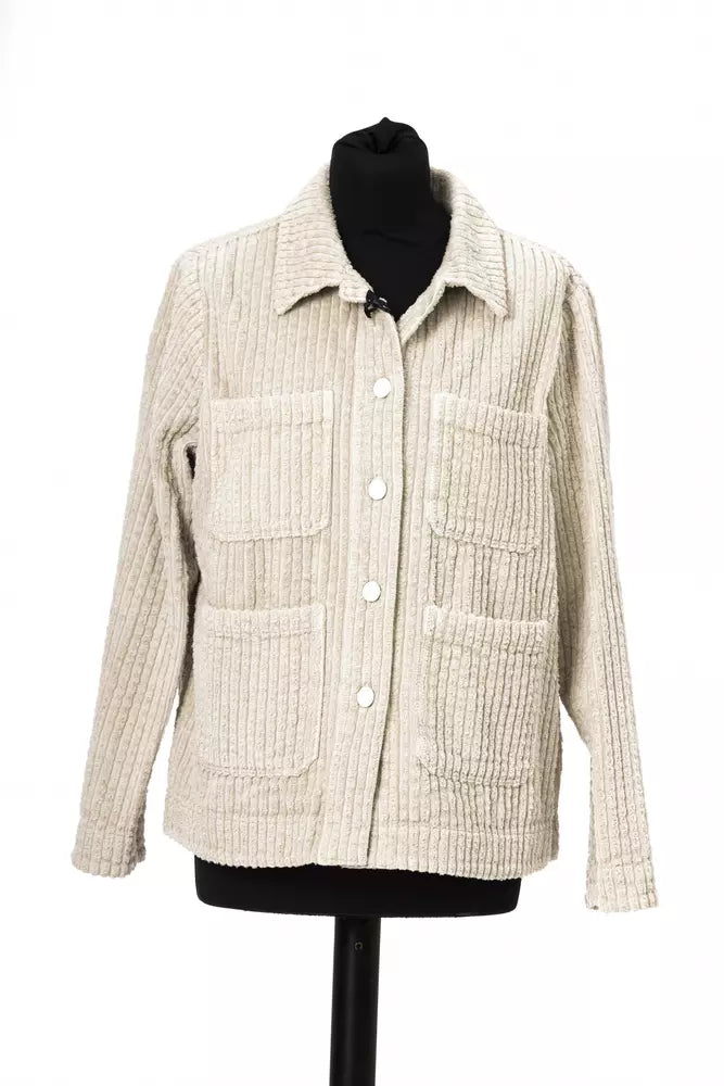 Jacob Cohen White Ribbed Button Jacket