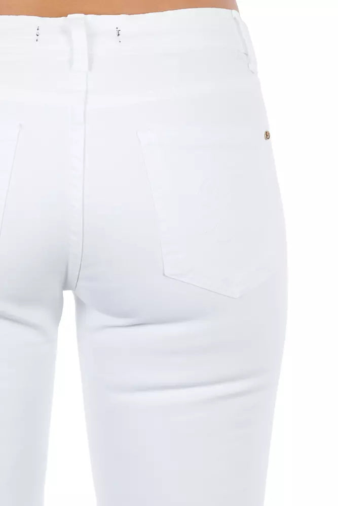 Frankie Morello White Cotton Jeans & Pant