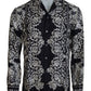 Dolce & Gabbana Blue Silk Floral Baroque Satin Casual Shirt