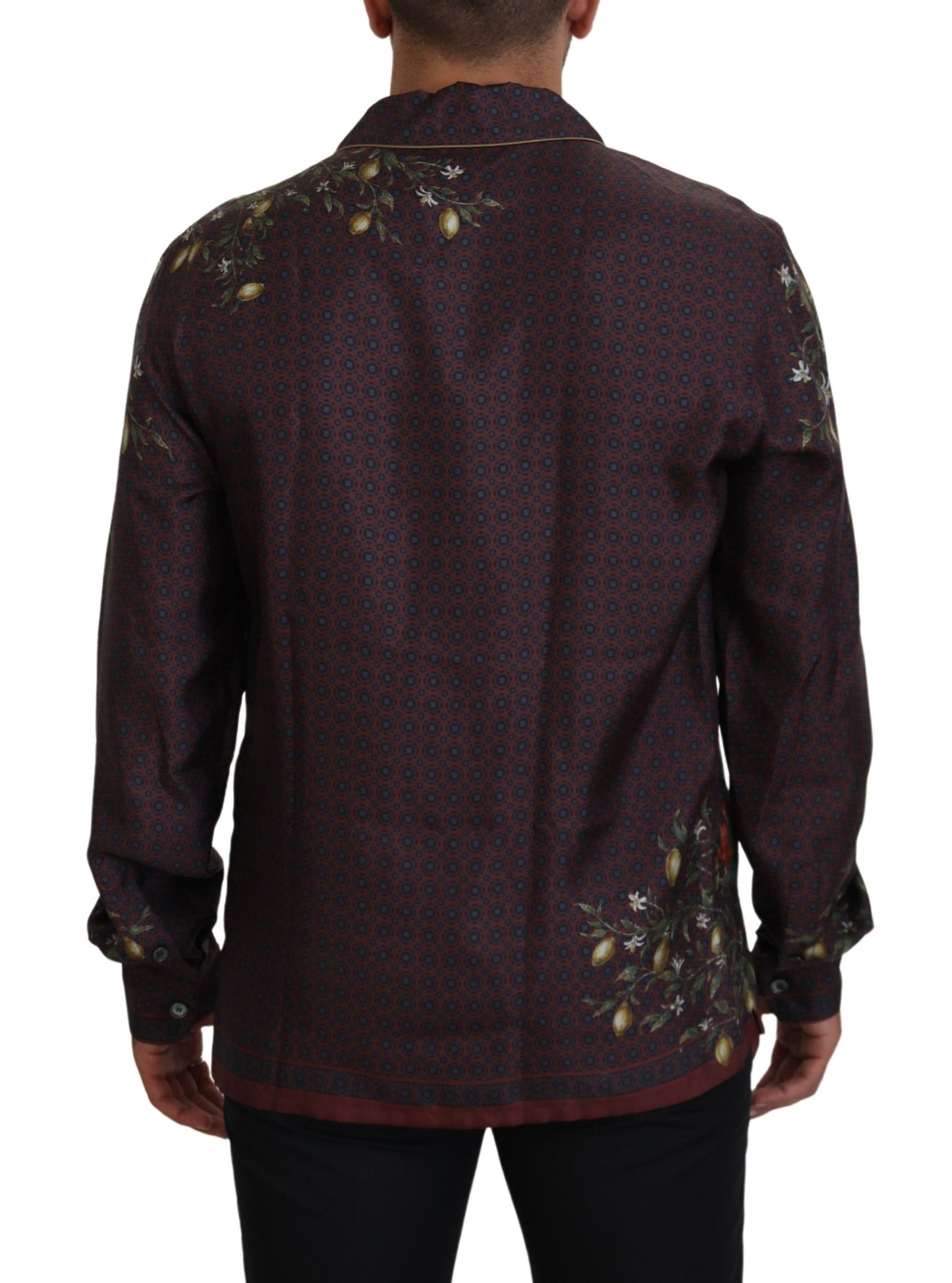 Dolce & Gabbana Bordeaux Ostrich Silk Satin Casual Mens Shirt