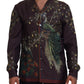 Dolce & Gabbana Bordeaux Ostrich Silk Satin Casual Mens Shirt