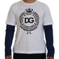 Dolce & Gabbana White Blue DG Crown Pullover Sweater