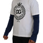 Dolce & Gabbana White Blue DG Crown Pullover Sweater