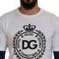 Dolce & Gabbana White Blue DG Crown Pullover Sweater