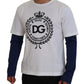 Dolce & Gabbana White Blue DG Crown Pullover Sweater