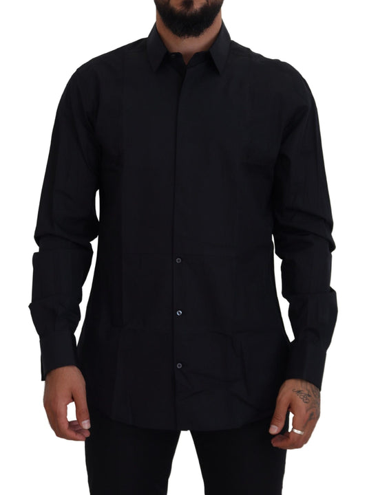 Dolce & Gabbana Black Gold Cotton Slim Fit Dress Mens Shirt