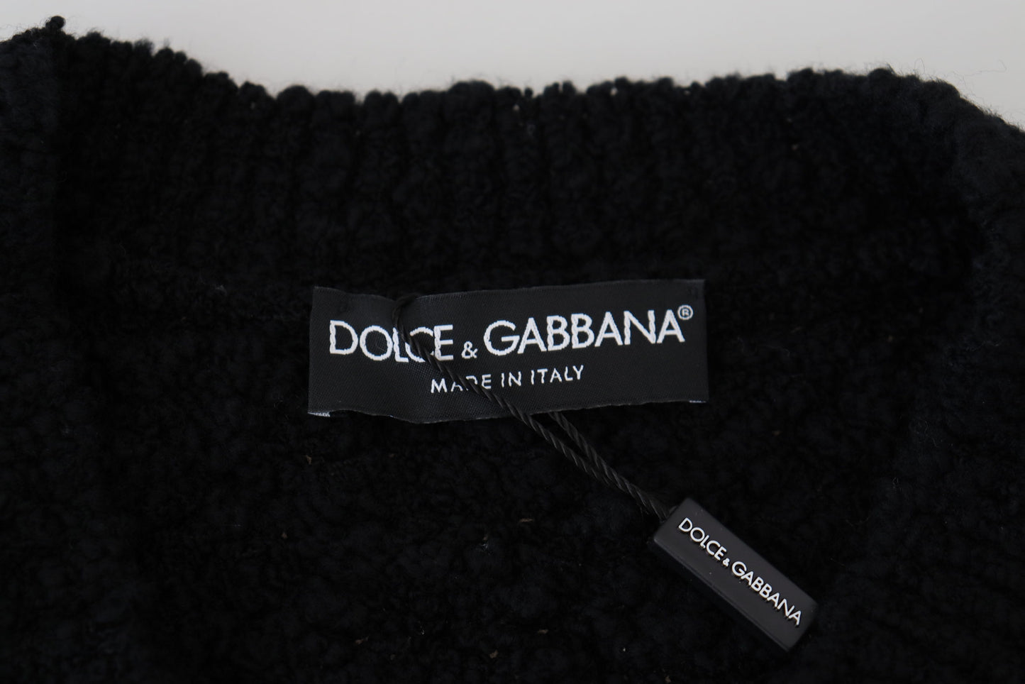 Dolce & Gabbana Black Wool V-neck Knitted Pullover Sweater