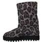 Dolce & Gabbana Gray Leopard Boots Padded Mid Calf Shoes