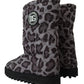 Dolce & Gabbana Gray Leopard Boots Padded Mid Calf Shoes