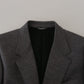 Dolce & Gabbana Gray Wool Stretch Slim Fit Jacket Blazer