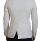 Dolce & Gabbana White Linen Slim Fit Jacket Blazer