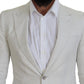 Dolce & Gabbana White Linen Slim Fit Jacket Blazer