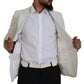 Dolce & Gabbana White Linen Slim Fit Jacket Blazer