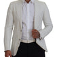 Dolce & Gabbana White Linen Slim Fit Jacket Blazer