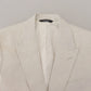 Dolce & Gabbana White Linen Slim Fit Jacket Blazer