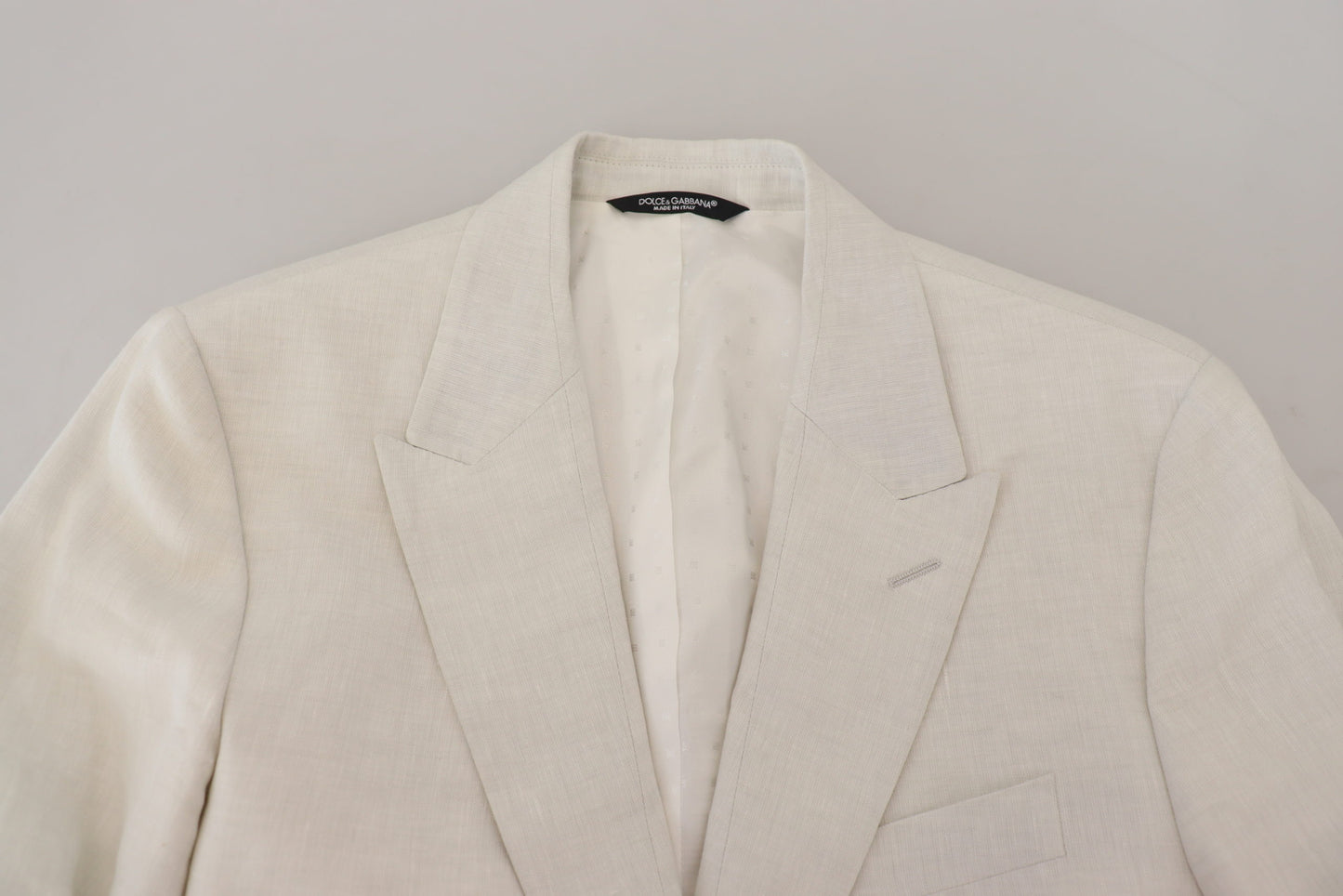 Dolce & Gabbana White Linen Slim Fit Jacket Blazer