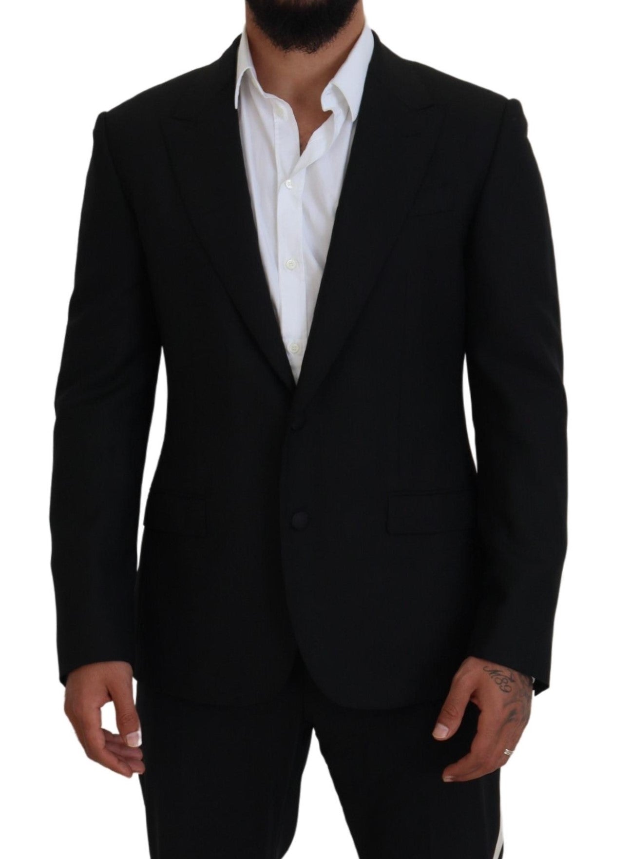 Dolce & Gabbana Black Wool Stretch Slim Fit Jacket  Blazer