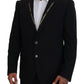 Dolce & Gabbana Black Wool Stretch Slim Fit Jacket Blazer