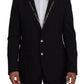 Dolce & Gabbana Black Wool Stretch Slim Fit Jacket Blazer