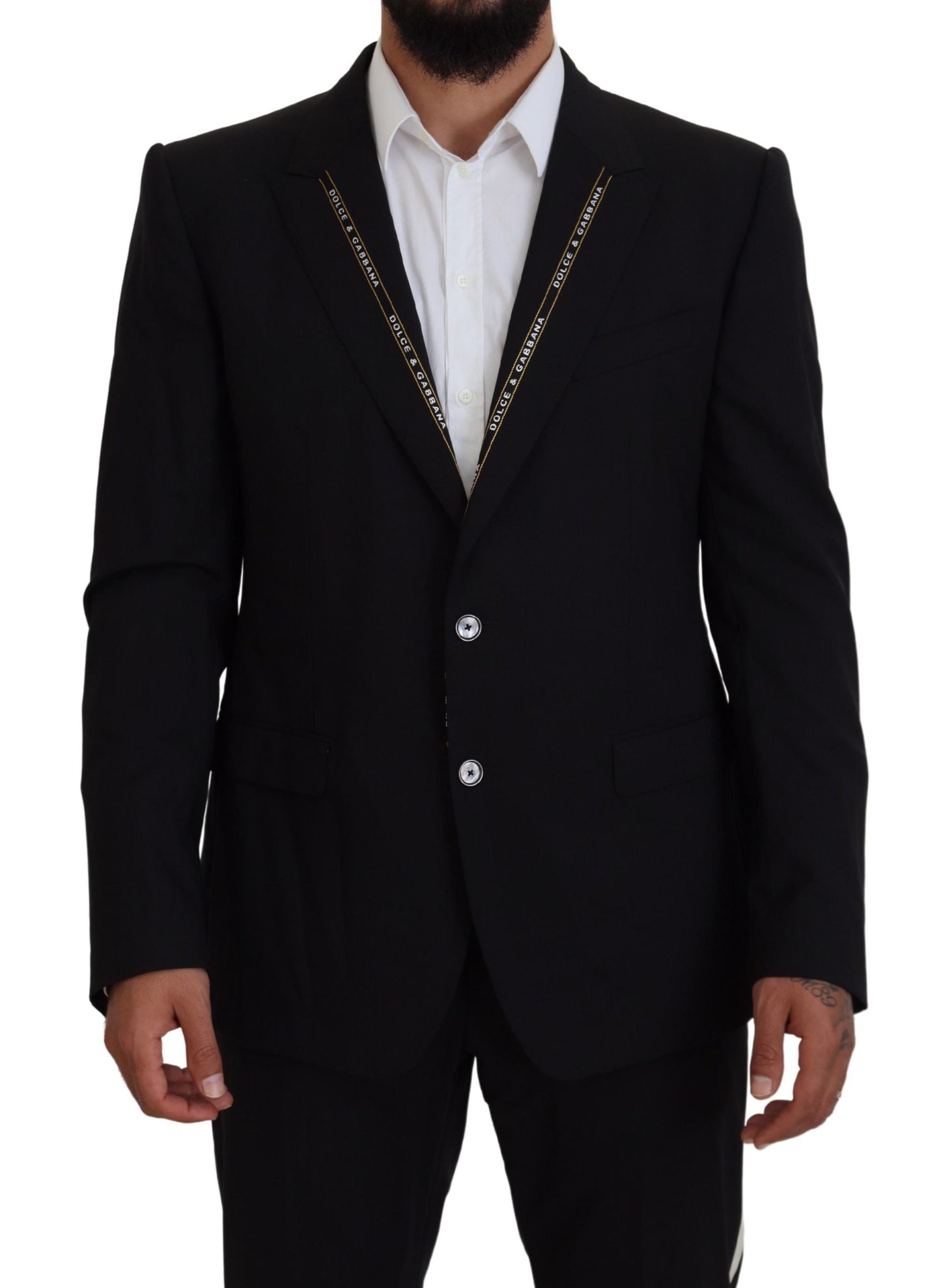 Dolce & Gabbana Black Wool Stretch Slim Fit Jacket Blazer