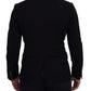 Dolce & Gabbana Black Wool Crown Slim Fit Jacket Blazer