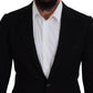 Dolce & Gabbana Black Wool Crown Slim Fit Jacket Blazer