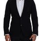 Dolce & Gabbana Black Wool Crown Slim Fit Jacket Blazer