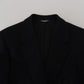 Dolce & Gabbana Black Wool Crown Slim Fit Jacket Blazer