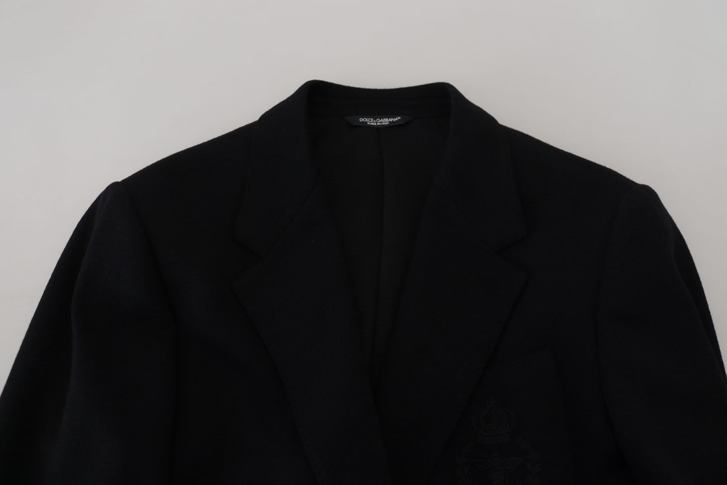 Dolce & Gabbana Black Wool Crown Slim Fit Jacket Blazer