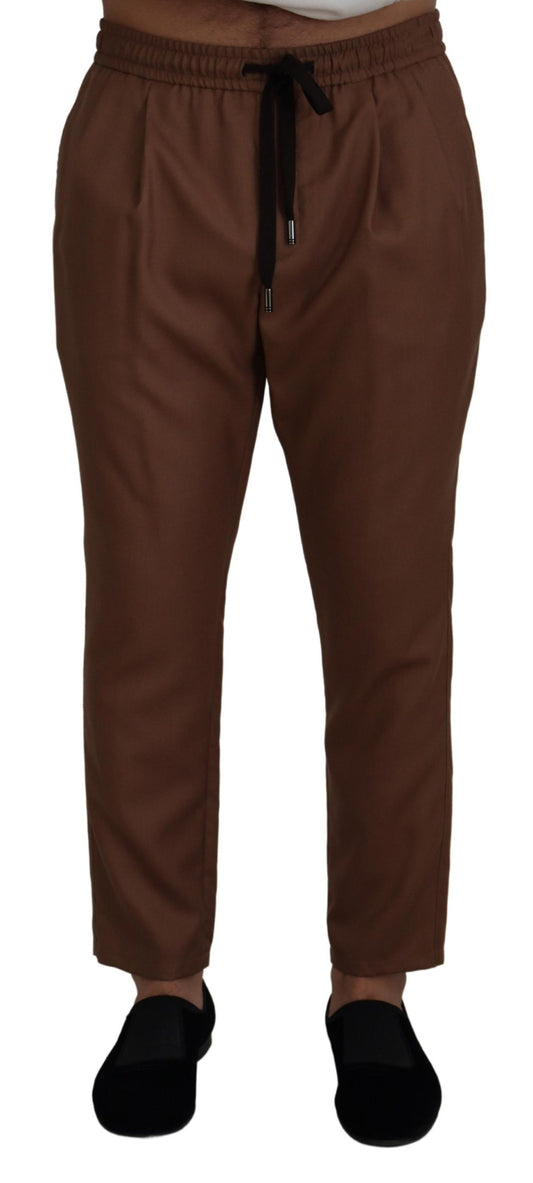 Dolce & Gabbana Brown Cashmere Men Drawstring Jogger Pants